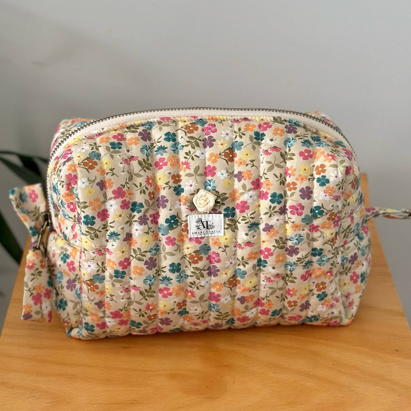 Yellow Ditzy Garden Makeup Bag