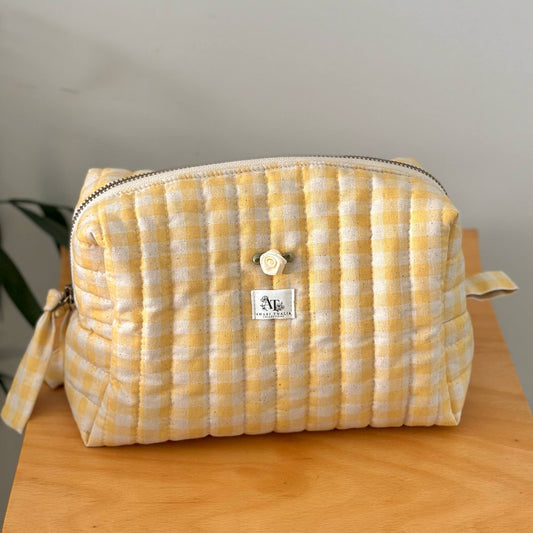 Yellow Gingham Makeup Bag
